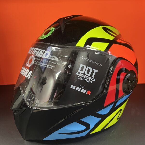 CASCO GHIRA GH1000 AMARILLO ROJO BLOCKS XL ABATIBLE SVS